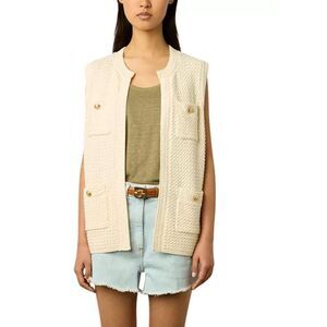 NWT Gerard Darel Womens Lizzy Cream Cotton Knitted Vest Size 2/M